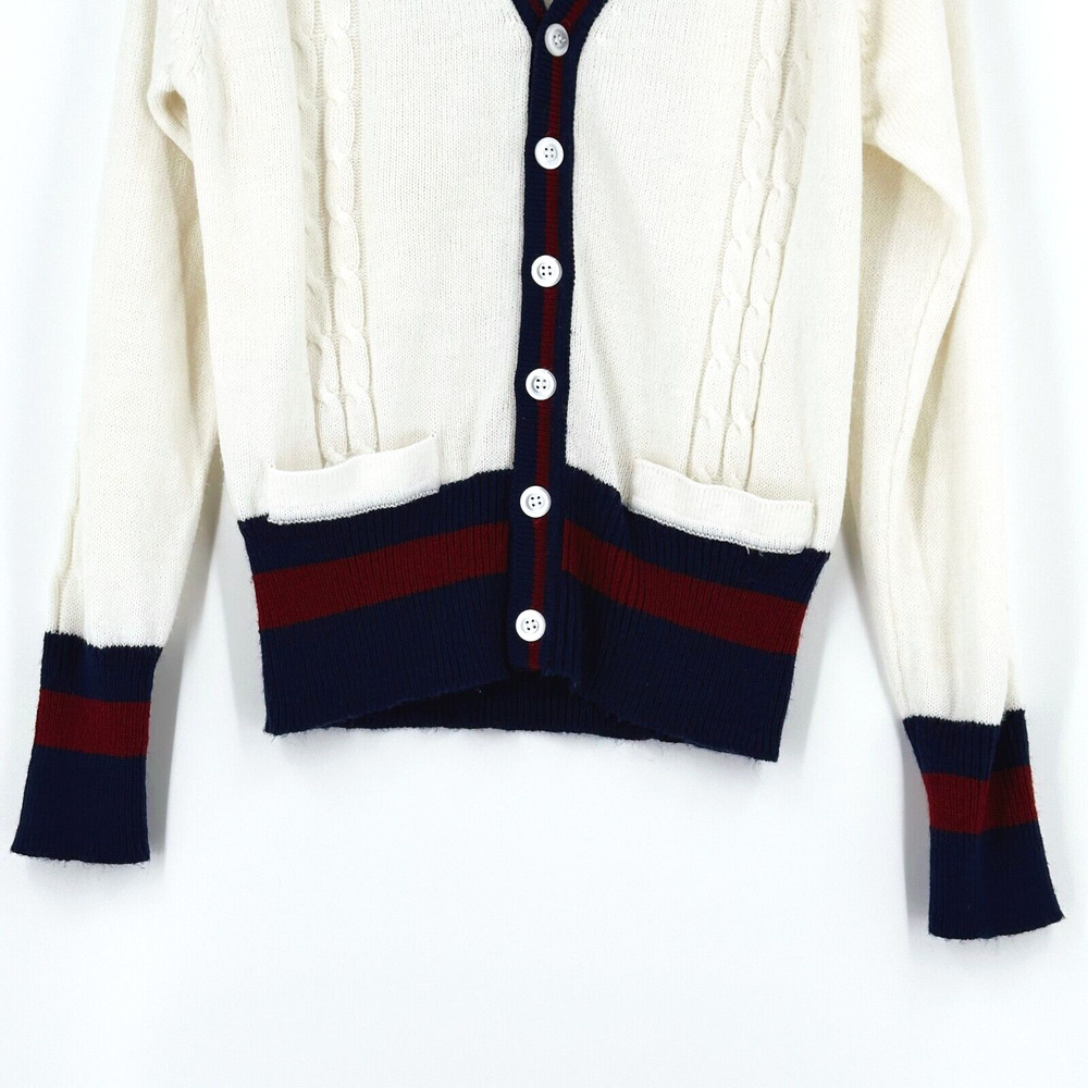 VTG Mcgregor Competitors Cardigan Large Tenniscore Preppy Old Money Cable Knit - Picture 3 of 6